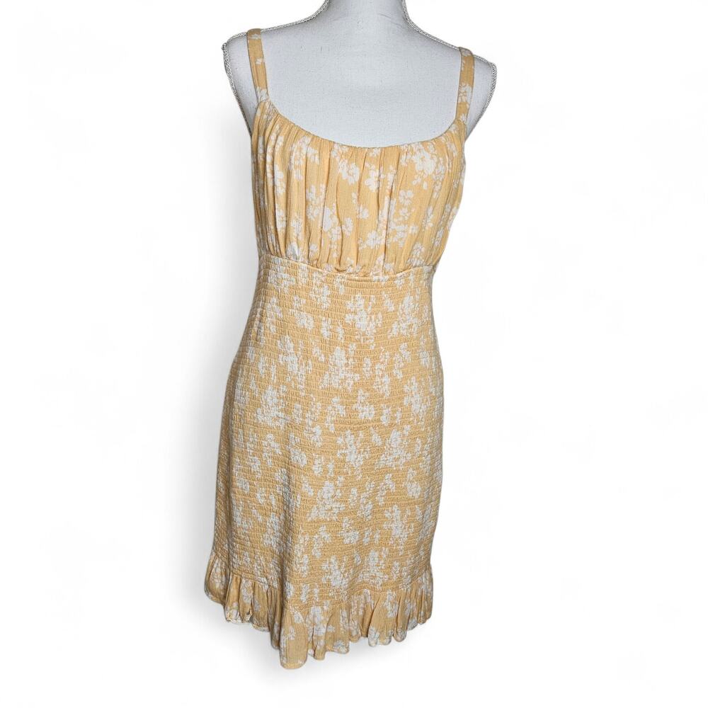 Abercrombie & Fitch Womens Babydoll Smocked Mini Dress FLAW Sz L Y2K Coquette